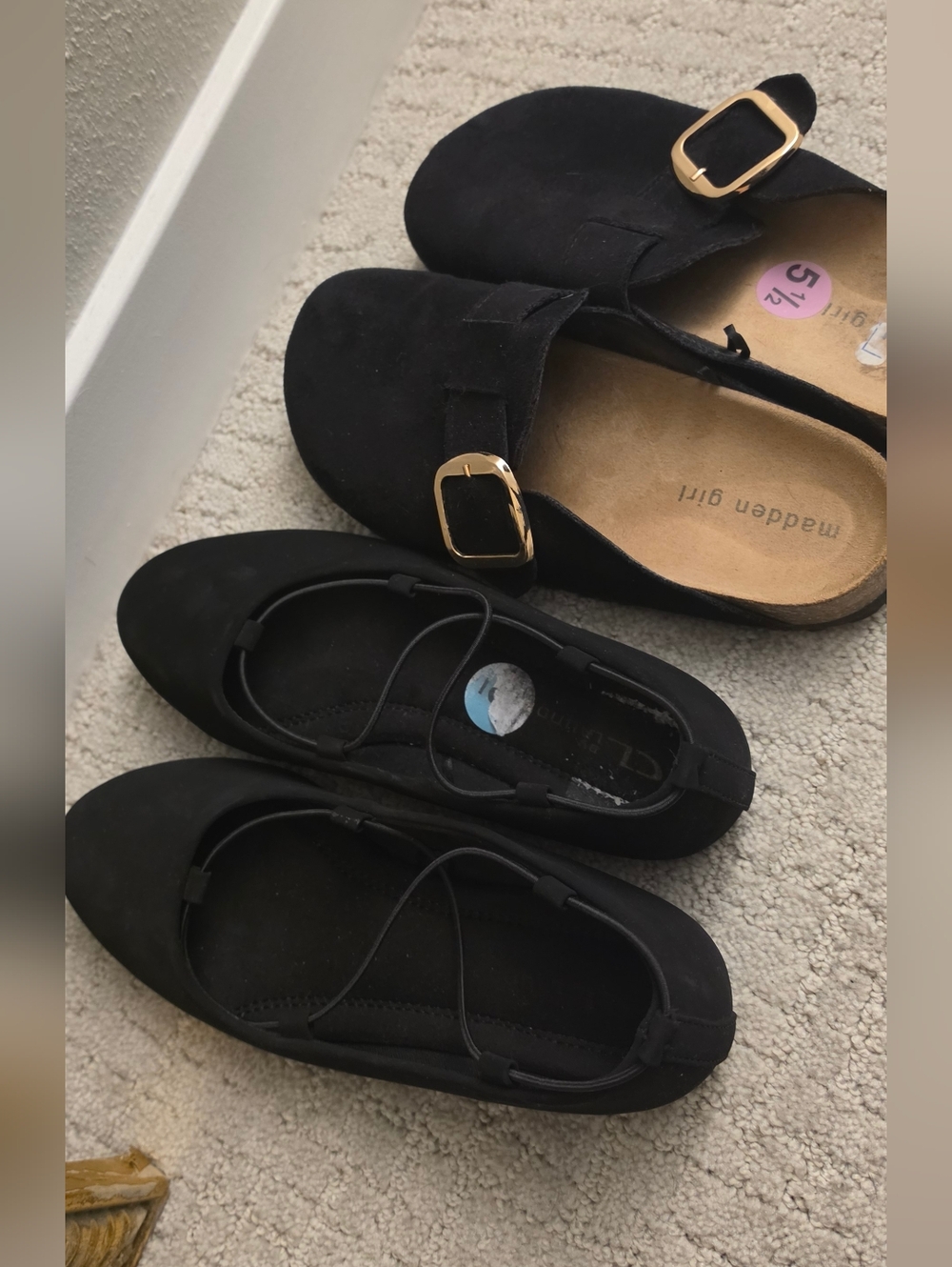 2 Pairs Of Black Shoes, Flats And Clogs